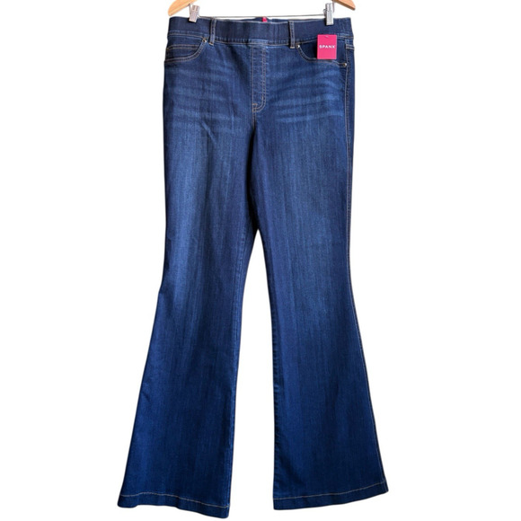 Spanx Flare Jeans Pull On Shaping Denim Dark Wash Midnight Shade XL 20327R NEW